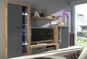 Expedo Mobilă sufragerie KLOK, 270x190x40, gri/stejar lefkas