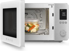 Cuptor cu microunde combinat cu aer cald SMEG Collezione MOC02WHMEU, 900 W, 27 l, 25 de programe, închidere lină, setări personalizate, alb mat