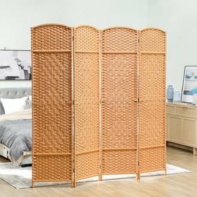 HOMCOM Paravan interior din lemn 4 panouri separator de cameră pliabil pentru living dormitor 180 x 180 cm maro deschis | Aosom Romania