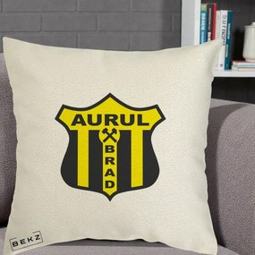 Perna Personalizata Aurul Brad Fotbal, 40x40 cm, Ecru, Husa Detasabila, Perna Inclusa, BEKZ®
