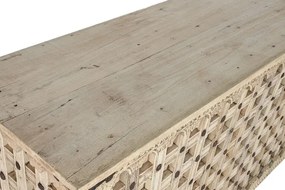 Consolă sculptată din lemn masiv, model geometric cu patină vintage, „Fortress”