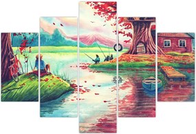 Tablou - Acuarelă, Golf într-un sat de munte (150x105 cm)