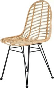 Scaun K337, stejar/negru, ratan natural/metal, 44X55X90 CM