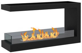 Semineu cu Bioetanol cu 3 Laturi cu Arzator de 2.4L si Durata 4 Ore, Biosemineu cu Panou din Sticla si Capac 30㎡ 100x30x55cm Negru HOMCOM | Aosom RO