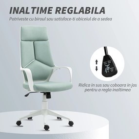 HOMCOM Scaun pentru Birou sau Gaming în Material Textil cu Spătar Înalt Verde | Aosom Romania
