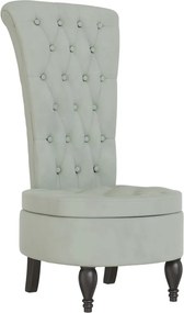 vidaXL Fotoliu cu spătar înalt, gri deschis, catifea design cu nasturi