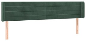 3118977 vidaXL Tăblie de pat cu aripioare verde închis 203x16x78/88 cm catifea