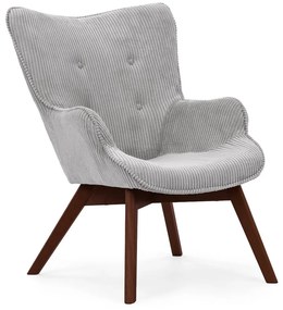 Fotoliu gri cu tapițerie din catifea reiată Niko – Ropez