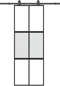 vidaXL Ușă glisantă cu set feronerie neagră 76x205cm sticlă securizată