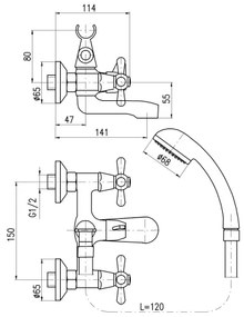 RAV Slezák MK154.5/1 - Set pentru cadă cu baterie MORAVA, crom lucios