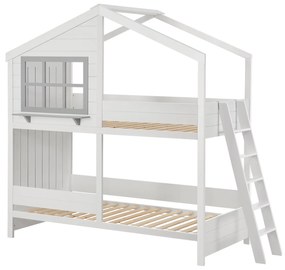 Pat supraetajat pentru copii Dream House 90 x 200 cm cu 2 paturi si o scara