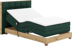 Pat electric reglabil, boxspring, verde/stejar artizanal, 120x200, TIANA