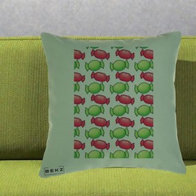 Perna Decorativa Bomboane Craciun Pattern, 40x40 cm, Verde, Husa Detasabila, Perna Inclusa, BEKZ®