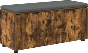 vidaXL Bancă pentru hol cu pernă cu ușă Stejar Afumat 100 x 38 x 46 cm