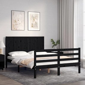 3194505 vidaXL Cadru de pat cu tăblie, negru, 120x200 cm, lemn masiv