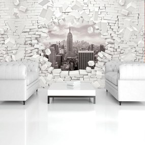 Fototapet - New York și 3D Brickwall (254x184 cm)