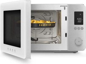 Cuptor cu microunde combinat cu aer cald SMEG Collezione MOC02WHMEU, 900 W, 27 l, 25 de programe, închidere lină, setări personalizate, alb mat