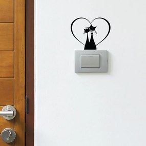 Autocolant pentru întrerupător Ambiance Cat Couple, negru