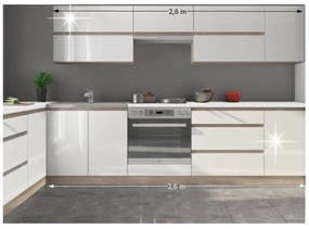 Zondo Bucătărie Lilouse 260 cm Stejar sonoma + Alb ultralucios. 788616