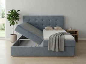 Pat tapițat boxspring DIRELIS TRINITY 140x200 cm gri Saltea: Saltea cu arcuri Bonell