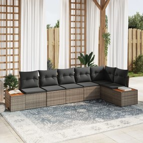 vidaXL Set de canapele pentru grădină cu pernă 6 pcs Gri Rattan poli