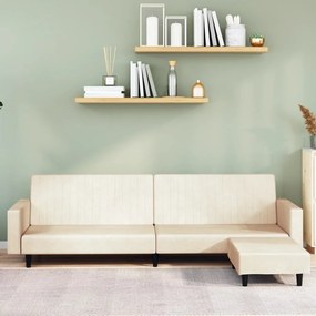 3081874 vidaXL Canapea extensibilă cu taburet, 2 locuri, crem, catifea