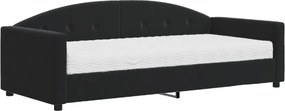 vidaXL Pat de zi cu saltea, negru, 90x190 cm, catifea