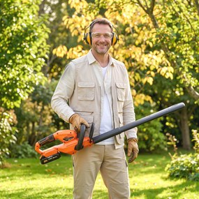 Outsunny Foarfecă de Tuns Gard Viu pe Baterie 18V, cu Baterie de 2Ah, Încărcător, Lamă Dublă de 51cm pentru Crengi, Arbuști și Ramuri, Portocaliu | Aosom Romania