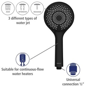 Set de duș negru din oțel inoxidabil 70 cm Water Saving – Wenko
