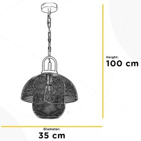 Lustră pe cablu ZAIR 1xE27/22W/230V negru/argintiu ONLI