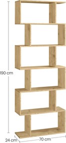 PROMOTIE Biblioteca TAYLOR ARTISAN 6 rafturi, 70x190 cm II. calitate