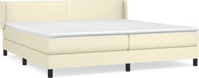 vidaXL Pat continental cu saltea, crem, 200x200 cm, piele ecologică