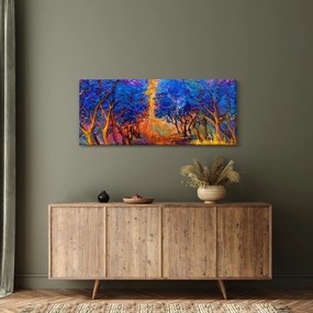Tablou - Coroane de copac de toamnă, impresionism modern (120x50 cm)