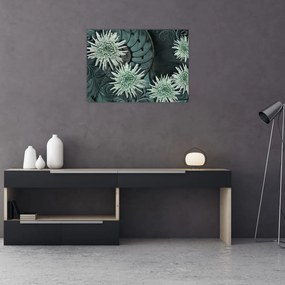 Tablou - Flori verzi (70x50 cm)