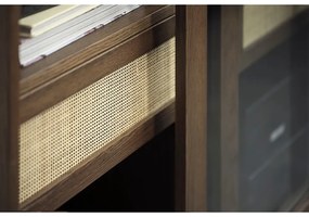 Vitrină maro închis cu aspect de lemn de stejar cu ușă glisantă 110x160 cm Barrali – Unique Furniture