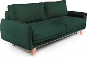 Canapea verde-închis extensibilă/cu spațiu de depozitare cu tapițerie din catifea reiată 218 cm Tori – Bonami Selection