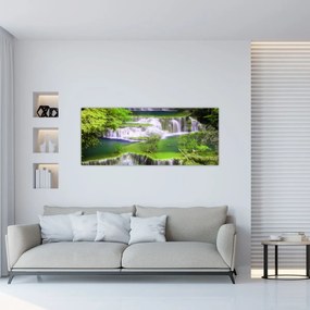 Tablou - Cascada Huay Mae Khamin, Kanchanaburi, Thailanda (120x50 cm)