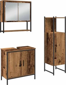 vidaXL Set de mobilier pentru baie cu raft 3 pcs Maro Lemn compozit