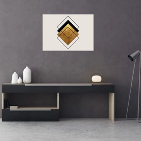 Tablou pe sticlă - Abstracție de aur și alb N⁰1 (70x50 cm)