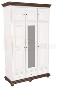Dulap inalt Luxus lemn masiv 3 usi, alb/nuc 153 × 58 × 240 cm