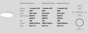 Plafoniera LED design slim ACELIA 40cm, auriu, alb sau negru