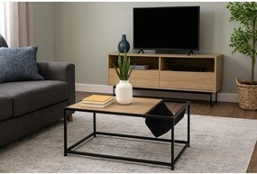 Măsuță de cafea neagră/în culoare naturală cu aspect de lemn de stejar 60x99 cm Bayen – Bonami Essentials
