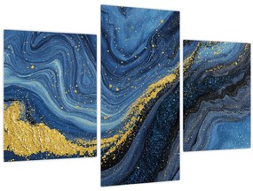 Tablou - Abstracție albastru-aurie (90x60 cm)