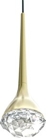 Pendul LED auriu satinat cu cristal de sticla Crima
