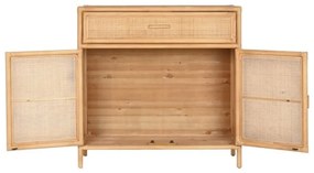 Bufet natur din lemn masiv si rattan, Cajon