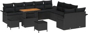 vidaXL Set de canapele pentru grădină cu pernă cu pernă 13 pcs Negru