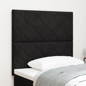 vidaXL Tăblie din Velvet Negru cu Design în Blocuri Diamante - 100cm