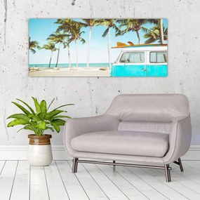 Tablou - Vintage, furgonetă, plajă (120x50 cm)