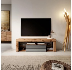 Dulap TV Bionca (cu iluminat) (stejar lancelot + gri). 1098607