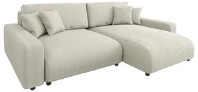 Colțar crem extensibil cu tapițerie din catifea reiată (cu colț variabil) Sara – Ropez